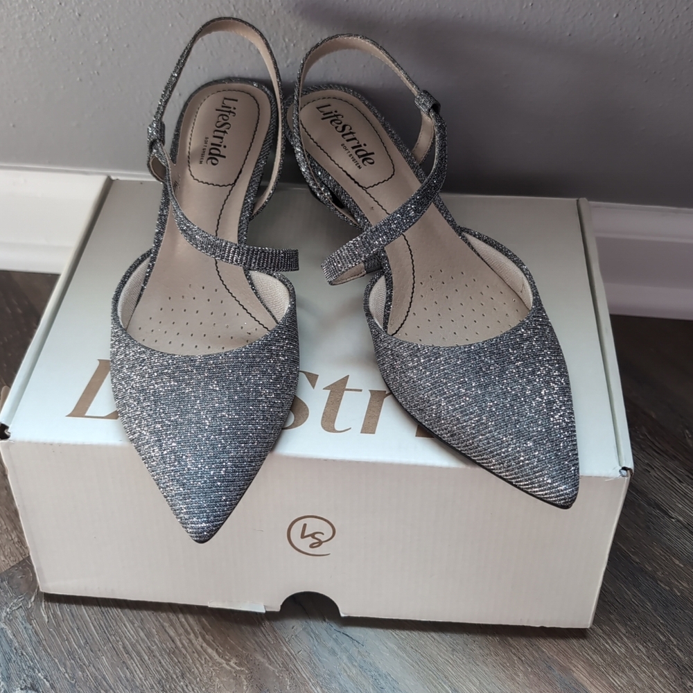 Life Stride Silver Glitter Heels